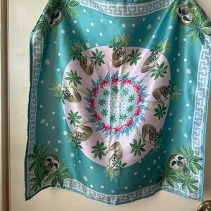 Teal Sloth Print Scarf